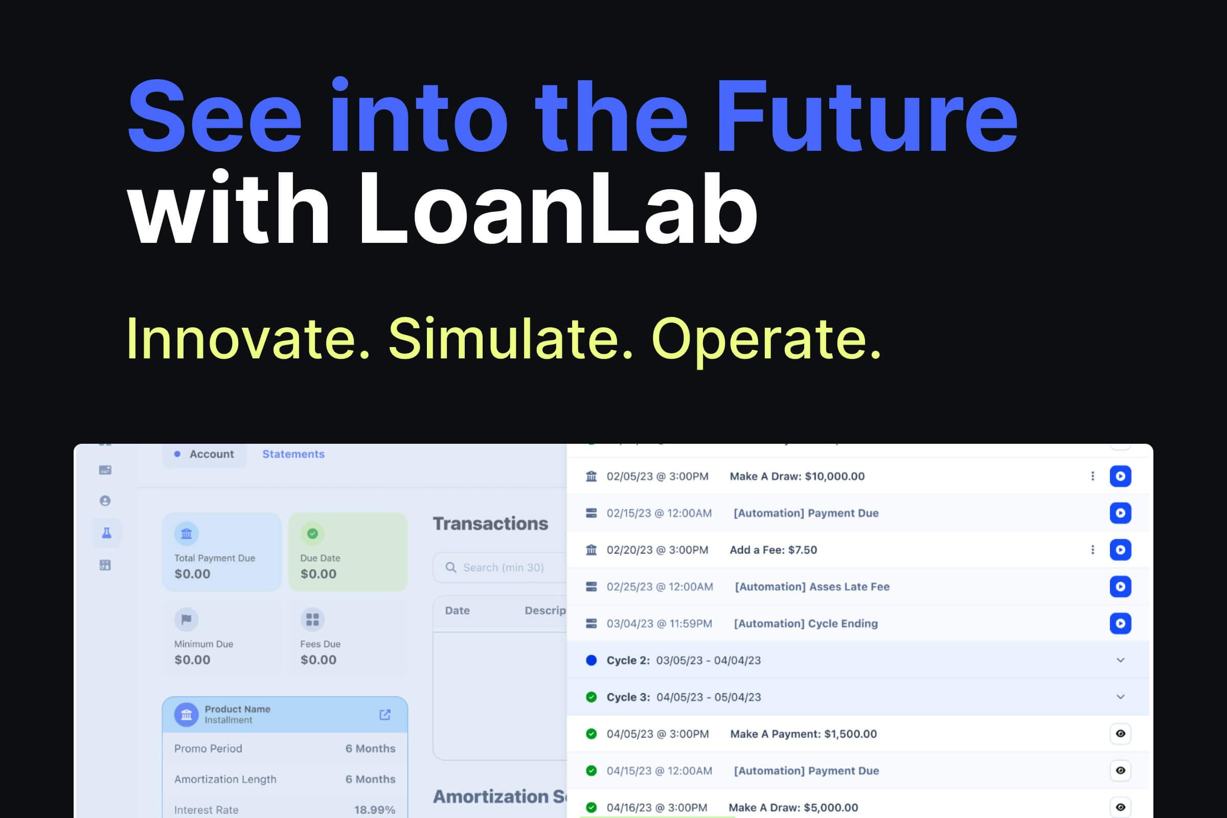 Meet LoanLab Innovate, Simulate, Operate